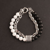 Stainless Steel Men's Tiger Eye BR157 Gunmetal Stone Link Chain Bracelet